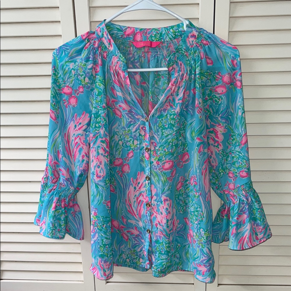 Lilly Pulitzer Vibrant Blue and Pink Blouse